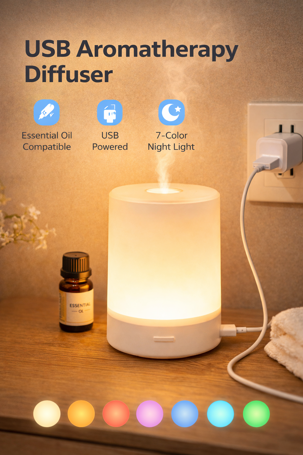 Ultrasonic Aroma Diffuser Lamp