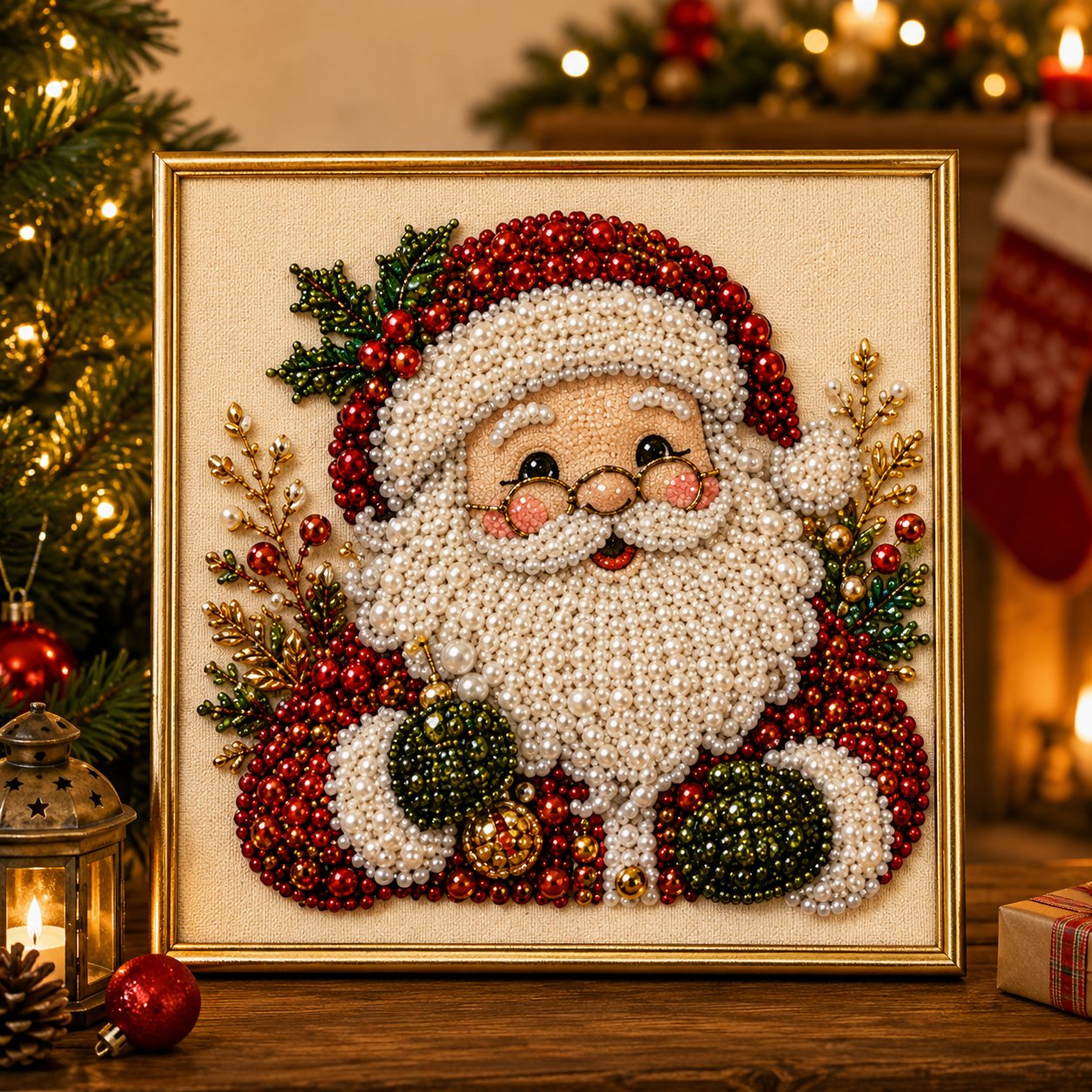 🧘Relajante y apto para principiantes - 🎨💎Kit de arte de pintura de diamantes con perlas navideña DIY